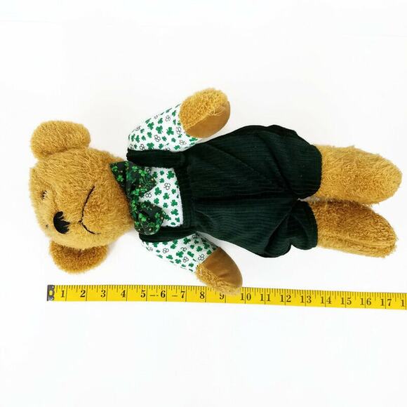 Sugar Loaf Teddy Bear 17" Plush Shamrocks Clovers Good Luck Overalls St Patty's - Picture 7 of 7